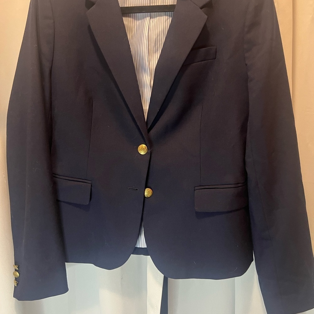 J.Crew Navy Wool-Blend Tailored Blazer | Classic Notched Lapel | Size 14 - Picture 2 of 9